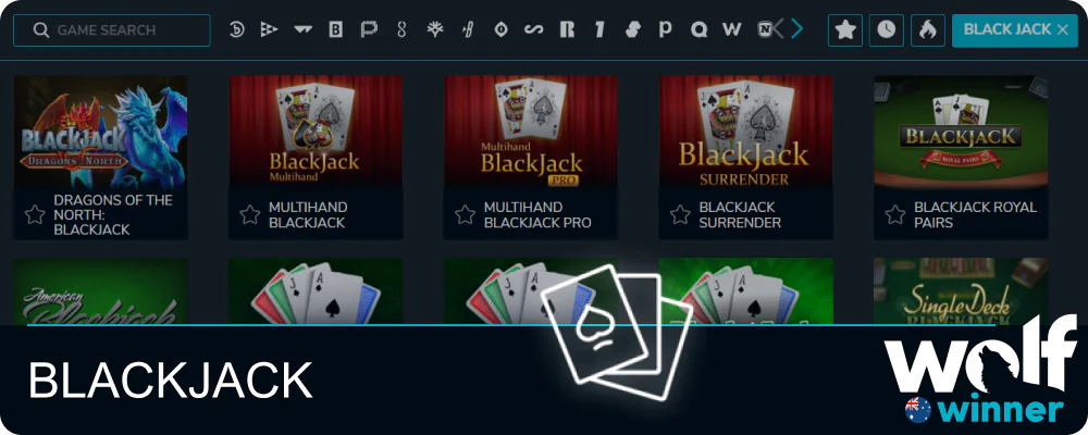 Blackjack at Wolf Winner AU casino
