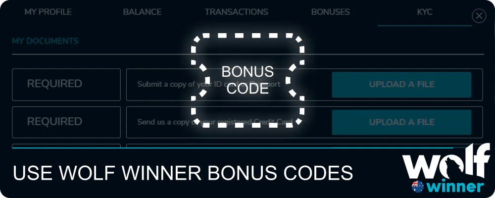 Wolf Winner bonus code activation